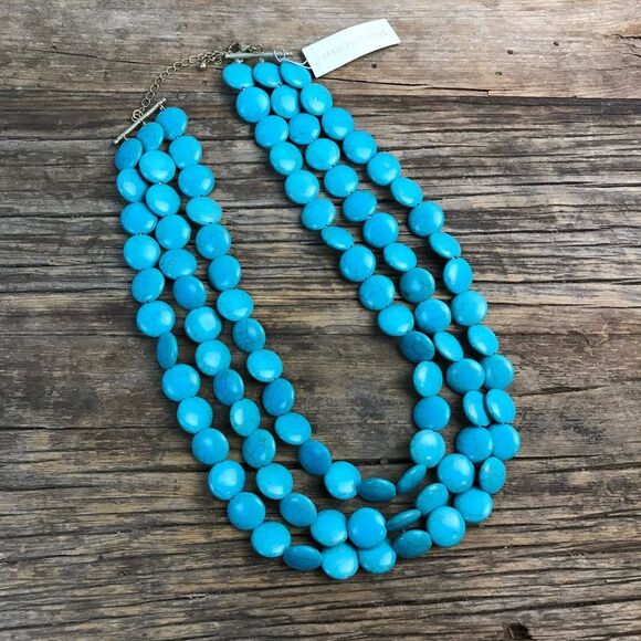 Turquoise Semi Precious Stone 3Tier Necklace - Picture 1 of 4